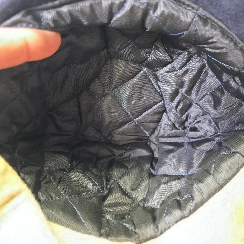 Vintage Boys Winter Hat Blue Wool Quilted Lining Ear Flap Cap Classic Warm Retro